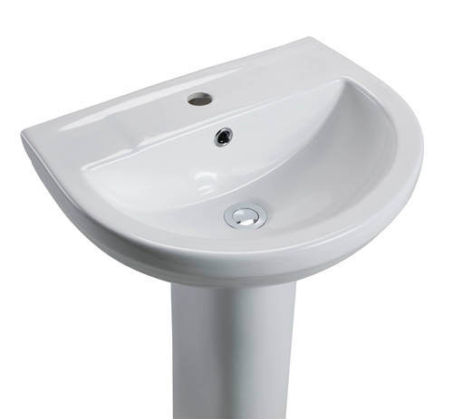 Example image of Oxford Montego Bathroom Suite, Flush Toilet, Seat, Basin & Pedestal.