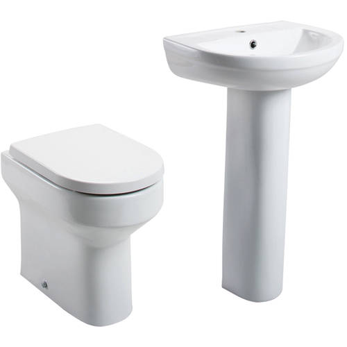 Larger image of Oxford Montego Bathroom Suite, Comfort Pan, Seat, Basin & Pedestal.