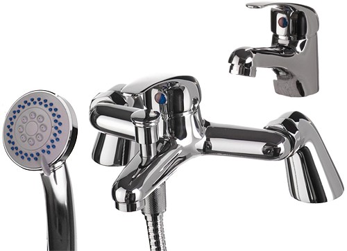 Larger image of Hydra Ness Basin & Bath Shower Mixer Tap Set (Free Shower Kit).