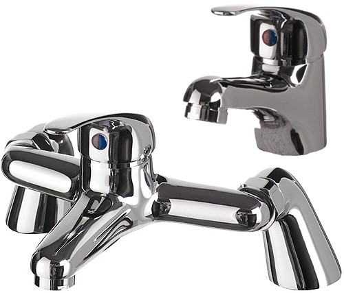 Larger image of Hydra Ness Basin Mixer & Bath Filler Tap Set (Chrome).