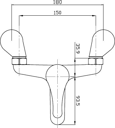 Technical image of Hydra Ness Bath Filler Tap (Chrome).