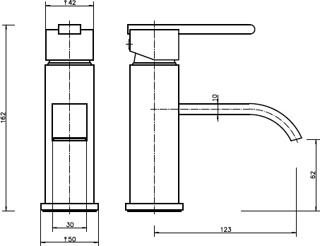 Technical image of Hydra Norton Basin Tap & Waste (Chrome), CLEARANCE.