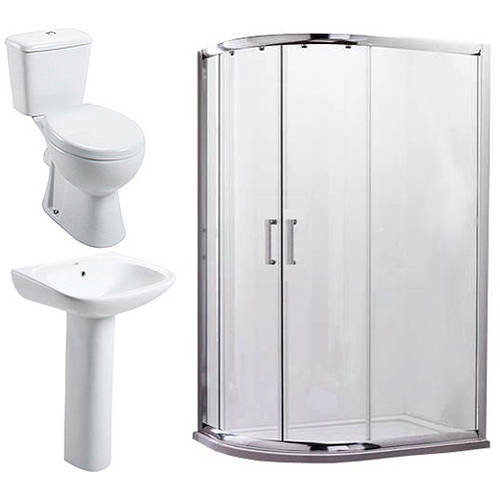 Larger image of Oxford En Suite Bathroom Pack With Offset Enclosure 1000x800mm (LH, 6mm).