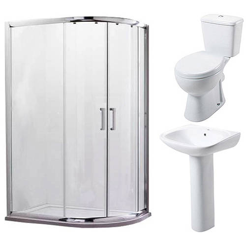 Larger image of Oxford En Suite Bathroom Pack With Offset Enclosure 1000x800mm (RH, 6mm).