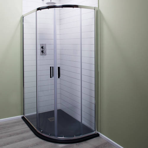 Larger image of Oxford 1200x900mm Offset Quadrant Shower Enclosure & Slate Tray (RH).