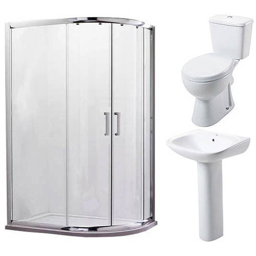 Larger image of Oxford En Suite Bathroom Pack With Offset Enclosure 900x760mm (RH, 6mm).
