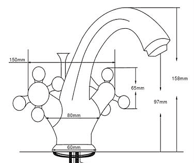 Technical image of Hydra Oxford Mono Basin Mixer Tap (Chrome).