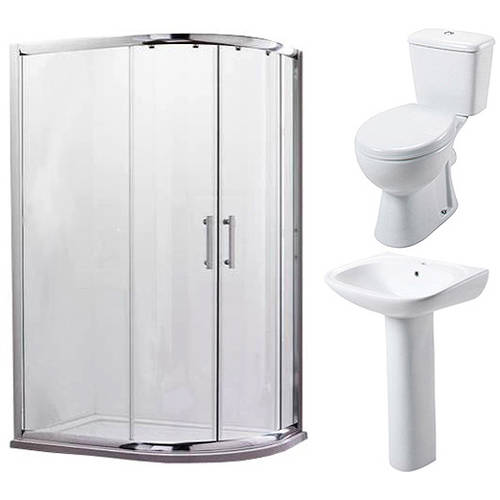 Larger image of Oxford En Suite Bathroom Pack With 900x760mm Offset Enclosure (RH, 6mm).