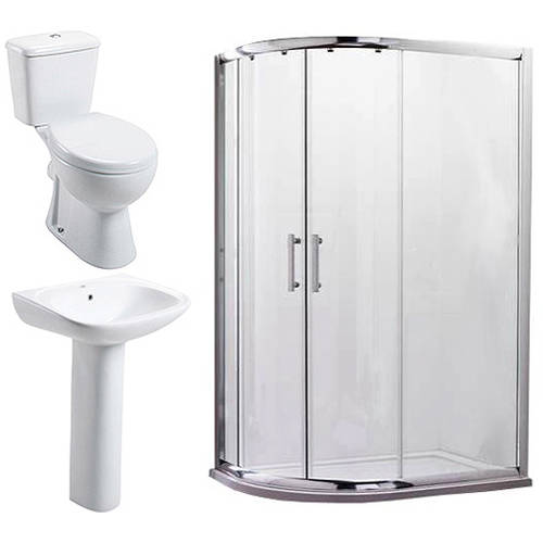 Larger image of Oxford En Suite Bathroom Pack With 1000x800mm Offset Enclosure (LH, 6mm).