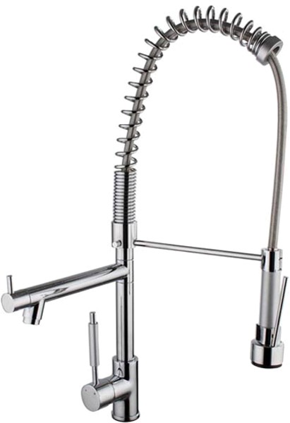 Larger image of Hydra Professional kitchen tap with rinser and swivel spout. 750mm High.