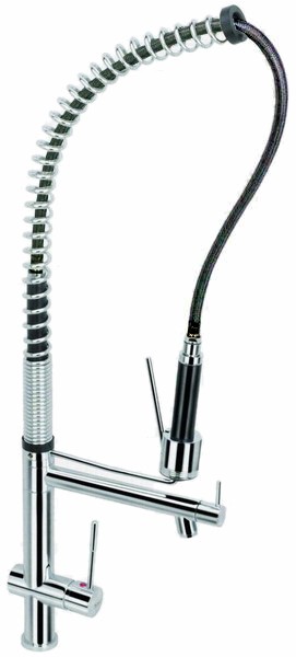 Larger image of Hydra Professional tall kitchen tap with rinser and swivel spout. 750mm High.