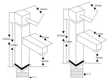 Technical image of Hydra Shaw Basin Taps (Pair, Chrome).