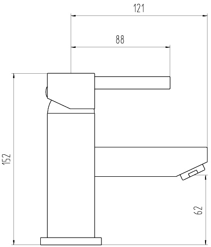 Technical image of Hydra Shaw Mono Basin Mixer Tap (Chrome).