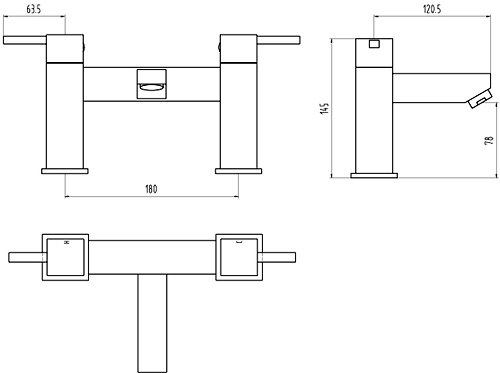 Technical image of Hydra Shaw Bath Filler Tap (Chrome).