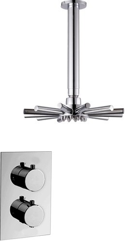Larger image of Hydra Showers Twin Thermostatic Shower Valve, Ceiling Arm & Star Head.