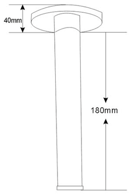 Technical image of Hydra Showers 180mm Ceiling Mounting Shower Arm (Chrome).