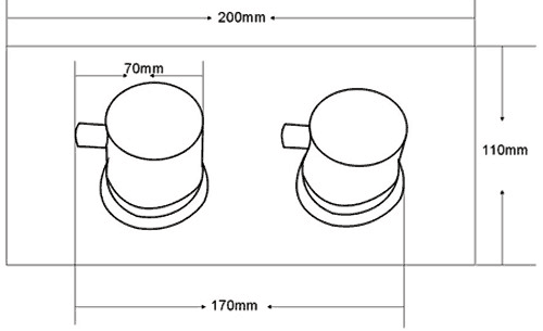 Technical image of Hydra Showers Twin Thermostatic Shower Valve, Slide Rail & Square Handset.