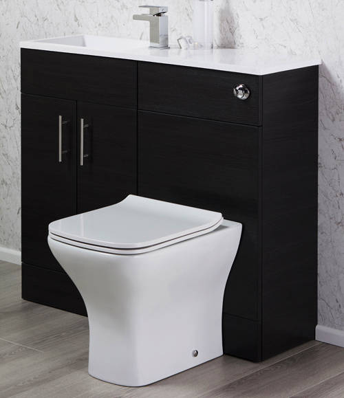 Larger image of Italia Furniture Slimline Pack With Black Ash Vanity, BTW Unit & Basin (LH).