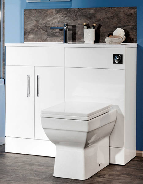 Larger image of Italia Furniture Slimline Pack With White Vanity, BTW Unit & Basin (LH).