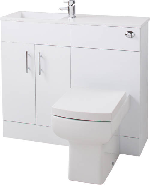 Example image of Italia Furniture Slimline Pack With White Vanity, BTW Unit & Basin (LH).