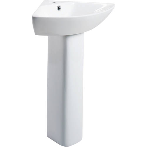 Larger image of Oxford Spek Corner Basin & Pedestal (1 Tap Hole).