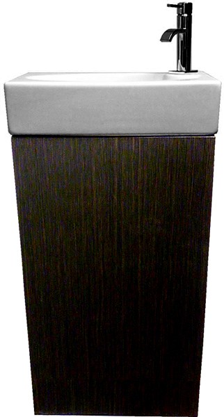 Larger image of Hydra Cloakroom Vanity Unit With Basin (Black Wash Oak), Size 450x860mm.