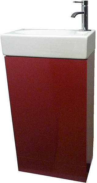 Example image of Hydra Cloakroom Vanity Unit With Basin (Red), Size 450x860mm.