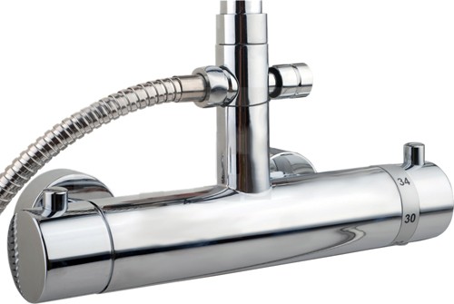 Example image of Hydra Thermostatic Shower Set With Valve, Riser And Round Head.