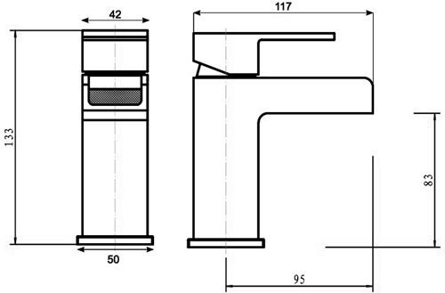 Technical image of Hydra Waterfall Waterfall Basin & Bath Shower Mixer Tap Set (Chrome).