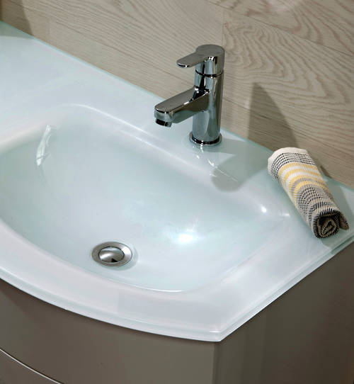 Example image of Italia Furniture Vanity Unit Pack With BTW Unit & White Glass Basin (RH, White).