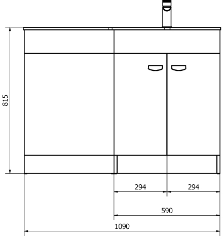 Technical image of Italia Furniture Vanity Unit Pack With BTW Unit & White Glass Basin (RH, White).