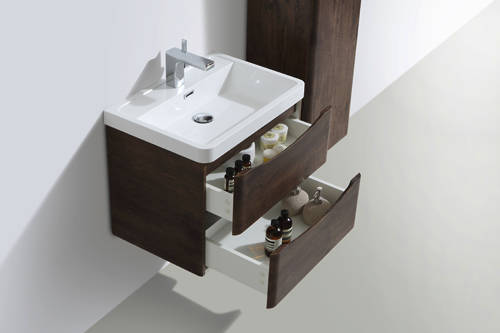 Example image of Italia Furniture 600mm Wall Mounted Vanity Unit With Basin (Chestnut).