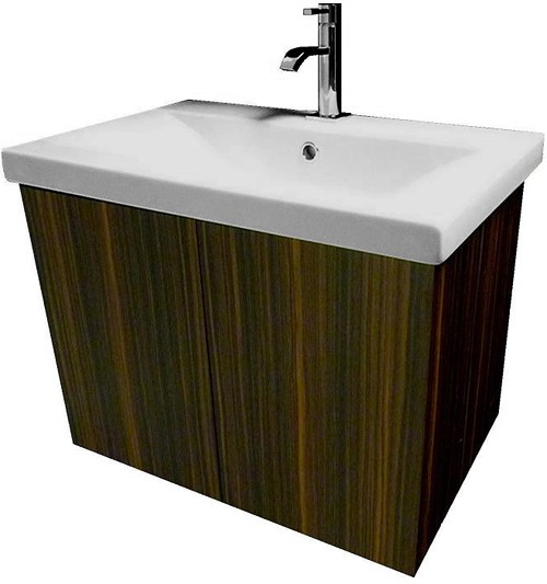 Example image of Hydra Wall Hung Vanity Unit With Drawer & Basin (Macasser), 600x390mm.