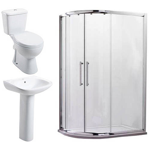 Larger image of Oxford En Suite Bathroom Pack With 1000x800mm Offset Enclosure (LH, 8mm).