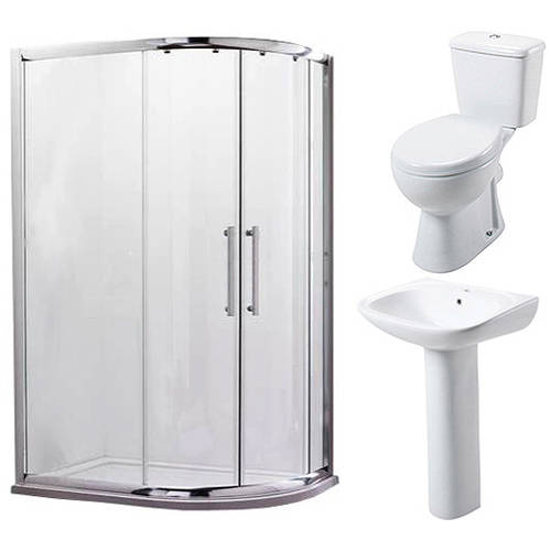 Larger image of Oxford En Suite Bathroom Pack With 1200x900mm Offset Enclosure (RH, 8mm).