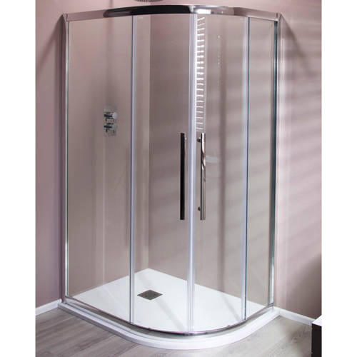 Example image of Oxford En Suite Bathroom Pack With 900x760mm Offset Enclosure (RH, 8mm).