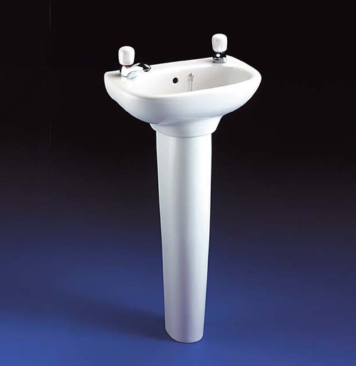 Larger image of Ideal Standard Studio 2 Tap Hole Cloakroom Basin And Pedestal. 450mm.