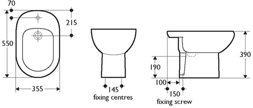 Technical image of Ideal Standard Studio Back To Wall Bidet.