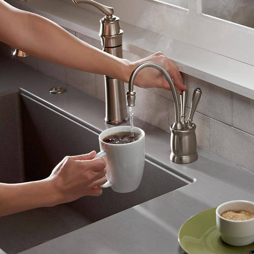 Example image of InSinkErator Hot Water Boiling Hot & Cold Filtered Kitchen Tap (Brushed Steel).
