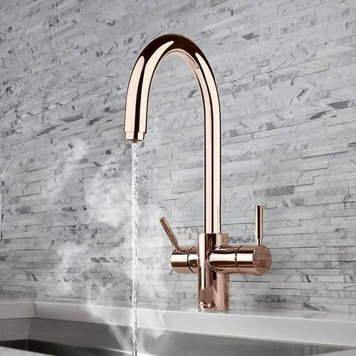 Example image of InSinkErator Hot Water 3N1 J Shape Steaming Hot Kitchen Tap (Rose Gold).