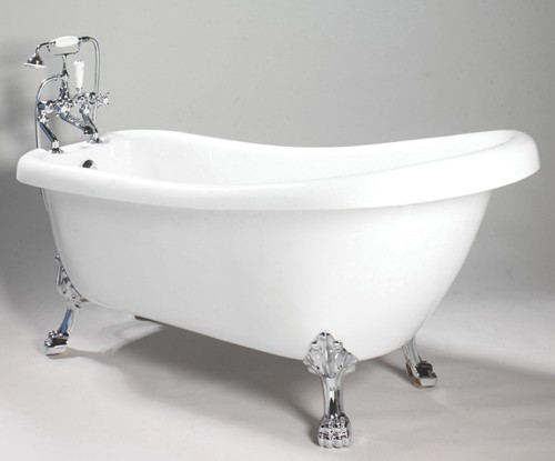Larger image of Hydra Eton 1570 Slipper roll top bath with ball & claw chrome feet. 1570mm.