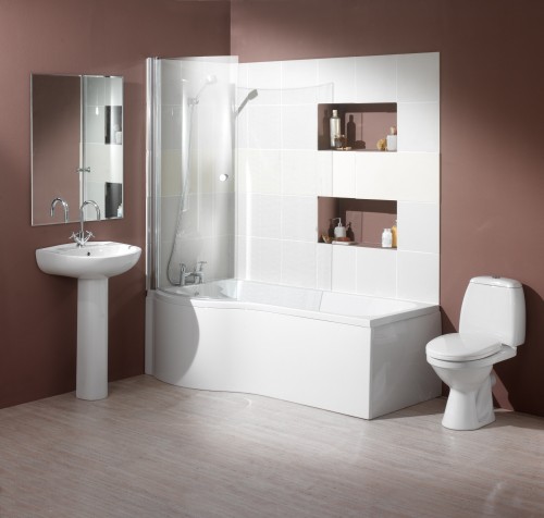 Larger image of Hydra Complete Shower Bath Suite (Left Hand). 1500x750mm.