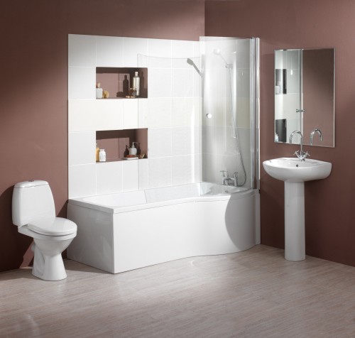 Larger image of Hydra Complete Shower Bath Suite (Right Hand). 1700x750mm.
