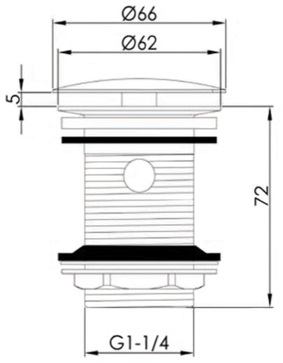 Technical image of JTP Vos Click Clack Basin Waste (Slotted, Brushed Brass)