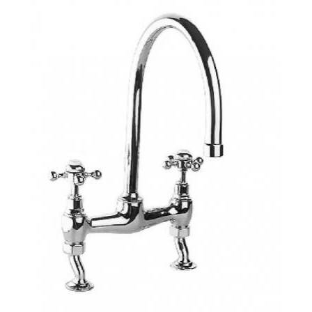 Larger image of JTP Kitchen Vintage Bridge Kitchen Tap With Crosshead Handles.