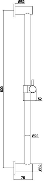 Technical image of JTP Inox Shower Slide Rail Only (Stainless Steel).