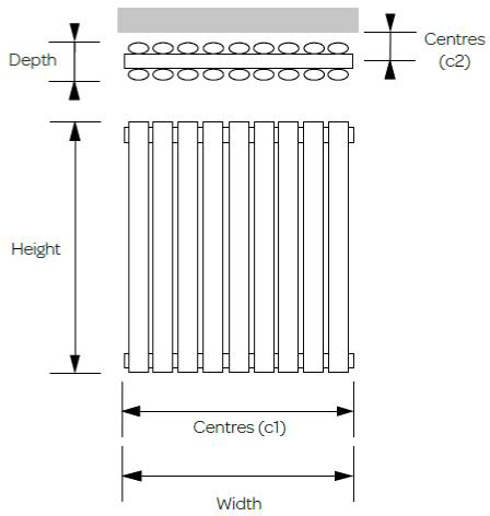 Technical image of Kartell K-RAD Aspen Radiator 790W x 600H mm (Double, Stainless Steel).