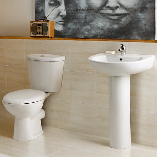 Example image of Hydra Delta Bathroom Suite With 1700x800mm Freestanding Bath.