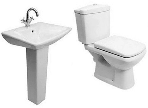 Larger image of Hydra Elizabeth Suite With Toilet Pan. Cistern, Seat, Basin & Pedestal.