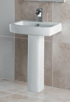 Larger image of Hydra Square Basin With Pedestal. 560x433mm.